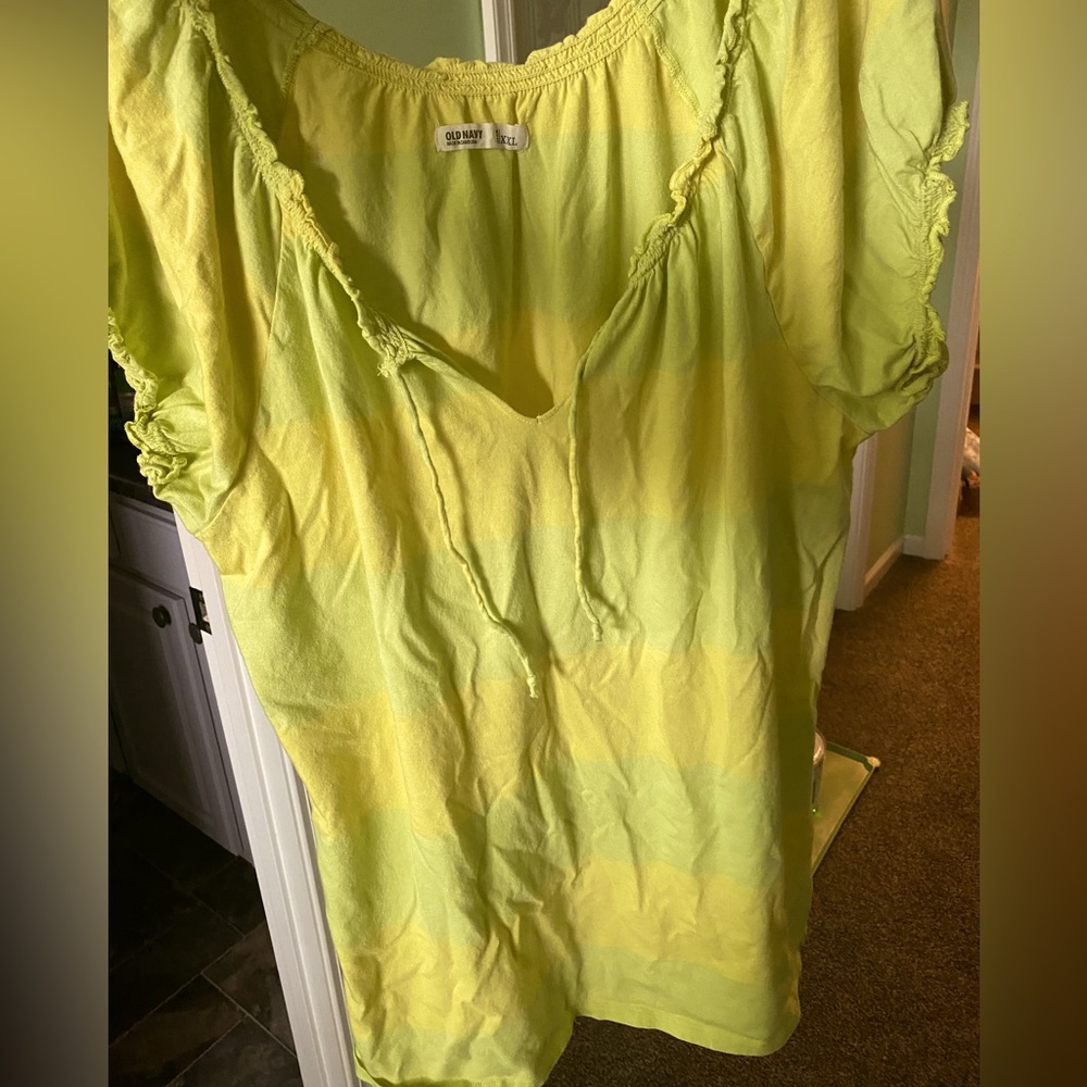 Yellow & Green stripe summer shirt .